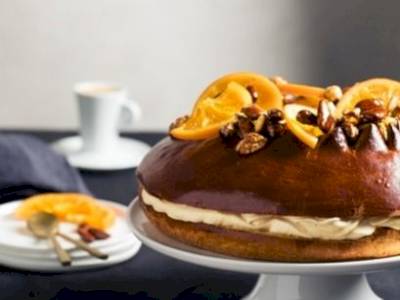 Brioche des rois : chantilly au café & fruits secs caramélisés