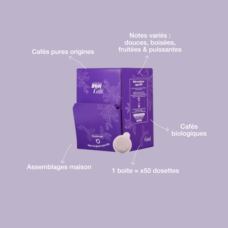 Coffret dégustation : 50 dosettes de café