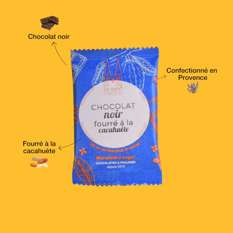 Tablette chocolat noir fourré cacahuète