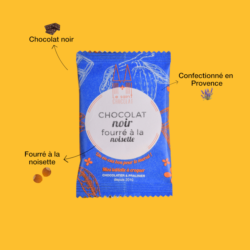 Tablette chocolat noir fourré noisette