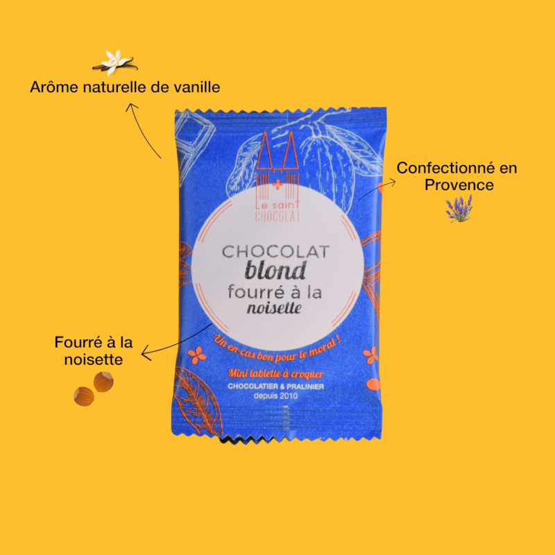 Tablette chocolat blond fourré noisette