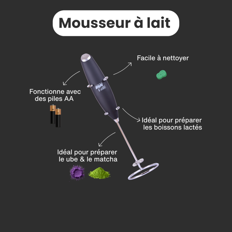 Fouet à lait mousseur électrique noir
