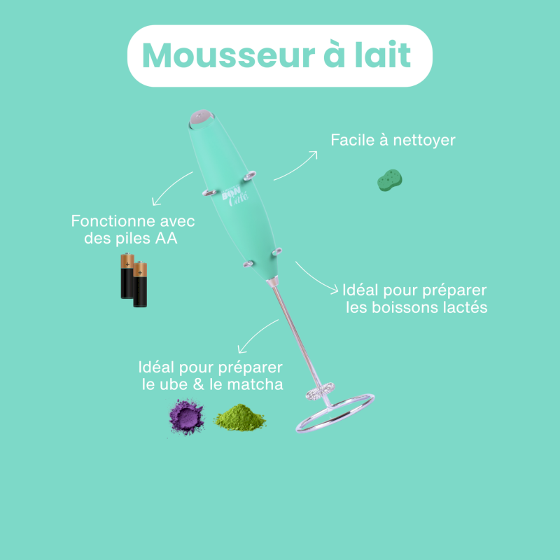 Fouet à lait mousseur électrique vert