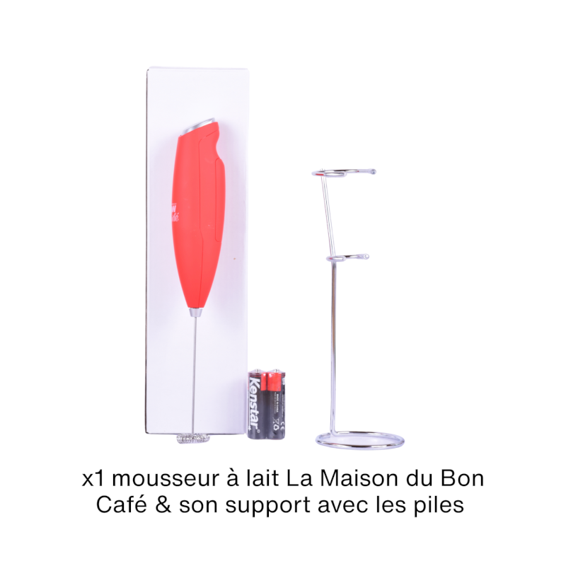 Fouet à lait mousseur électrique rouge
