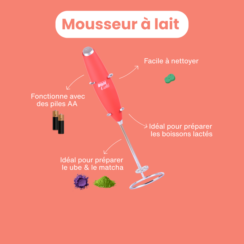 Fouet à lait mousseur électrique rouge