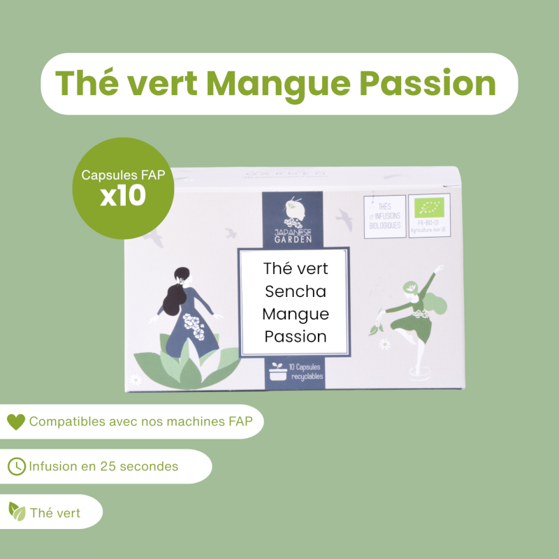 Capsule de thé vert Sencha Mangue-Passion bio