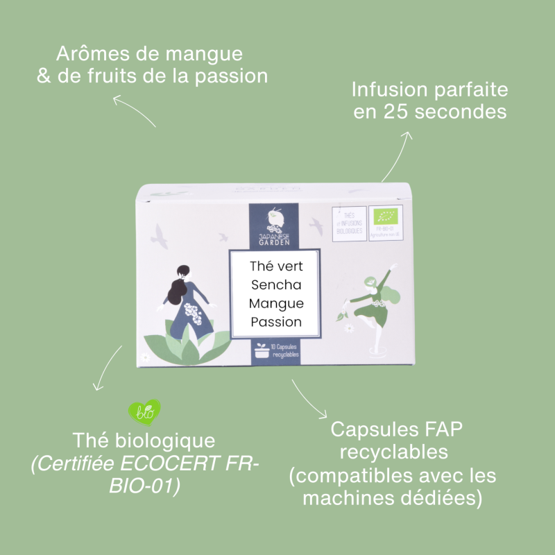 Capsule de thé vert Sencha Mangue-Passion bio