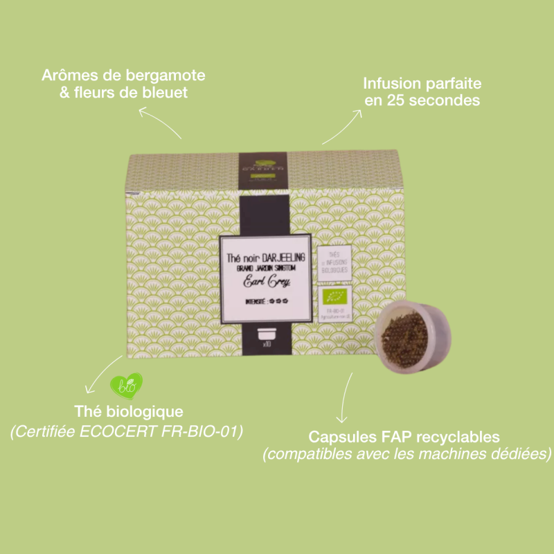 Capsule de thé noir Earl Grey bio