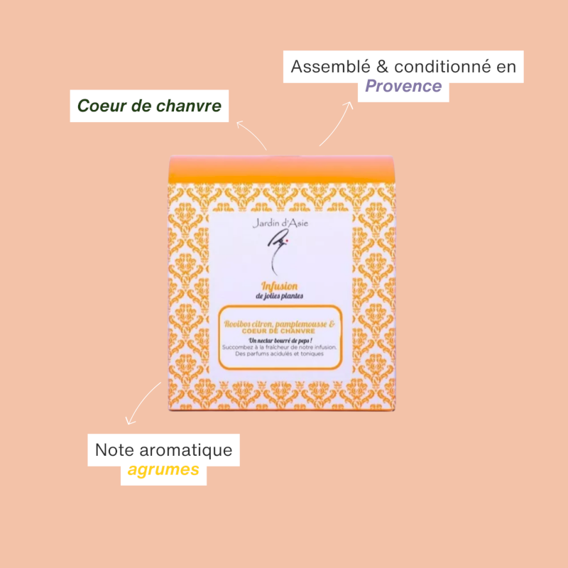 Infusion rooibos citron, pamplemousse & Cœur de chanvre