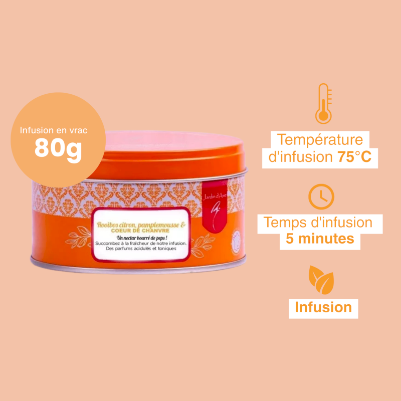 Infusion rooibos citron, pamplemousse & Cœur de chanvre