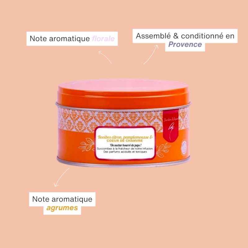 Infusion rooibos citron, pamplemousse & Cœur de chanvre